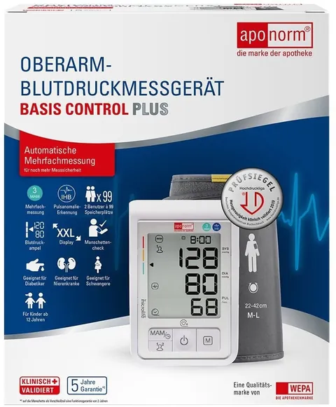 Aponorm Blutdruckmessgerät Basis Control Plus Oberarm