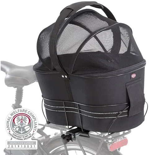 Trixie Hundefahrradkorb mit Netzhaube für Gepäckträger schwarz