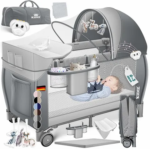 Kidiz 3 in 1 Baby-Reisebett grey