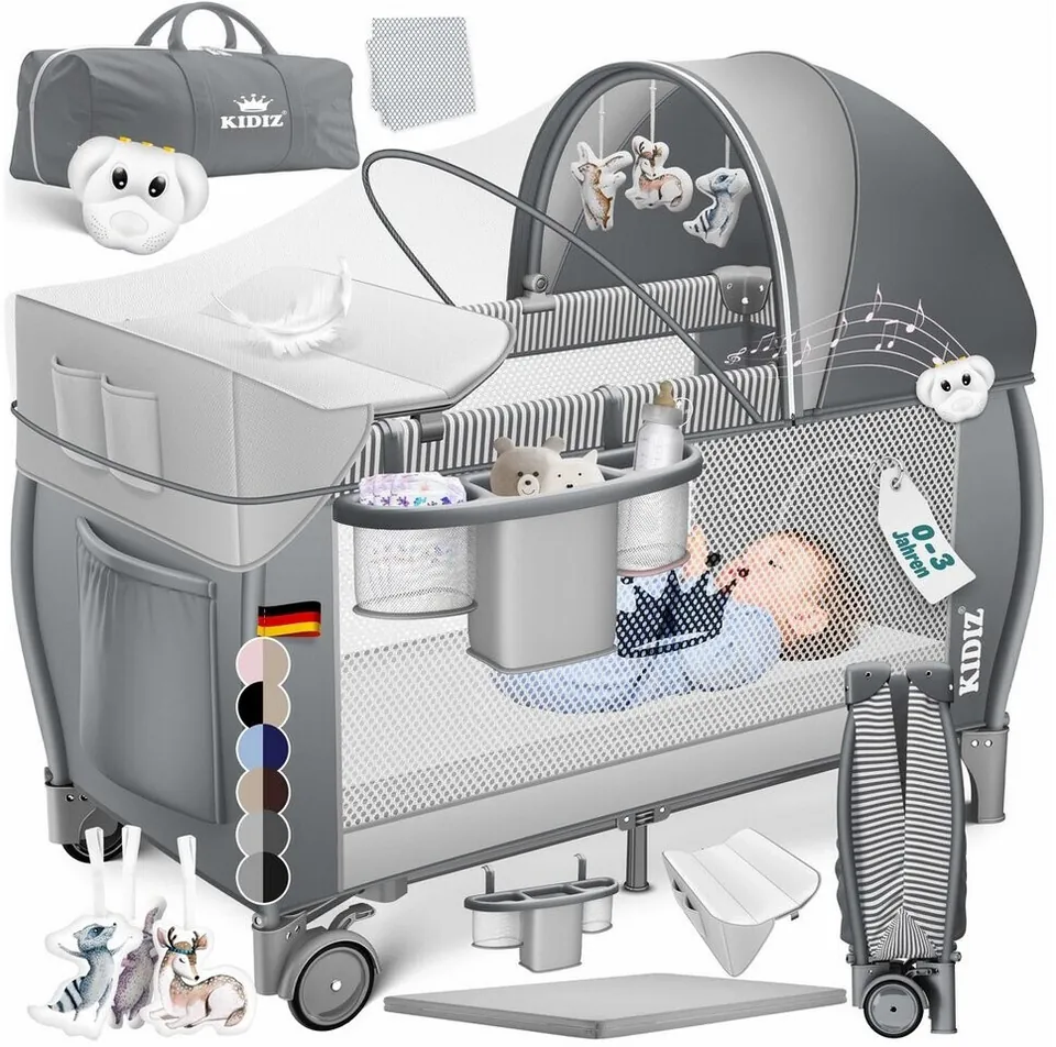 Kidiz 3 in 1 Baby-Reisebett grey